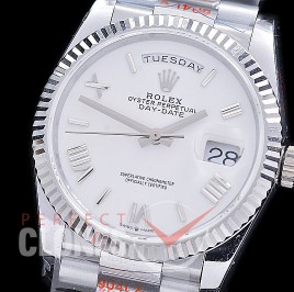 0.0 0 0 0 R40DDS00321 BPF Extra Weighted Daydate 40mm 228239 904 Steel SS/SS Fluted Bez White Roman A-2836