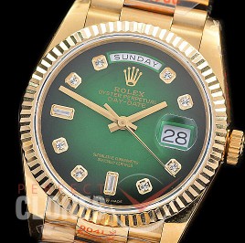 0.0 0 0 0 0 0 R36DDF00316S BPF Extra Weighted Daydate 40mm 128238 904 Steel YG/YG Fluted Bez Green Ombre Diamonds SH 3255