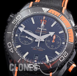 0 0 0 0 0 OMCPOC45-DB-107 M+S-F Planet Ocean Deep Black Chrono CER/RU Black-Orange A-7750 Mod to Calibre 9900 Functions 