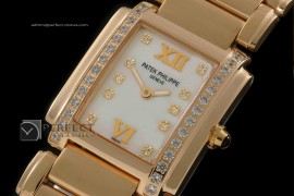 PP01014 Ladies 24 Hours Single Diamonds YG Pearl Wht Swiss Quart