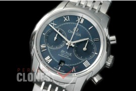 0 0 OMDE00073 Deville Chronograph SS/SS Blue Roman A-7750 Mod to Orig Movt Functions