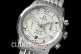 0 0 OMDE00071 Deville Chronograph SS/SS White Roman A-7750 Mod to Orig Movt Functions