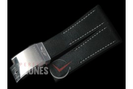 0 BLA00111 Leather/Rubber Strap Black W/Deployant - For 24mm Lug Width Watches