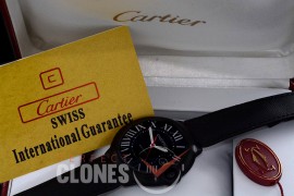0 0 0 CARBA00016 Cartier de Ballon Carbon Men DLC/NY Black Asian Clone 2824 - Special Offer