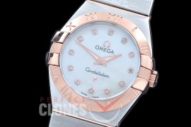 0 OMCON-25-211 Constellation Quartzz 25mm SS/RG White Diamonds Swiss Quartz