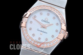 0 OMCON-25-211D Constellation Quartz 25mm SS/RG White Diamonds Swiss Quartz