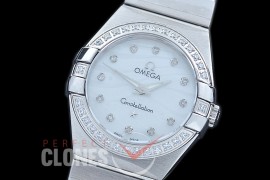 0 OMCON-25-112D Constellation Quartz 25mm SS/SS White Wavy Diamonds Swiss Quartz