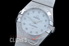 0 OMCON-25-112 Constellation Quartz 25mm SS/SS White Wavy Diamonds Swiss Quartz