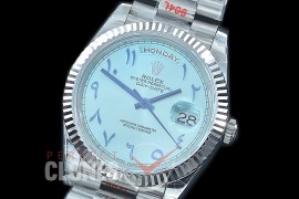 R40DDS00245 GMF Daydate 40mm 228239 904 Steel SS/SS Fluted Bez Ice Blue Arabic Special Ed A-2836