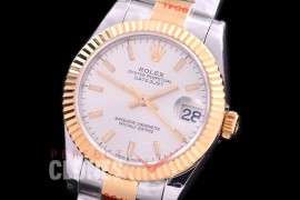 R31DJT-150 GMF 904 Steel Datejust Midsize 278383 SS/YG Fluted/Oyster Silver Sticks Asian Clone 2824