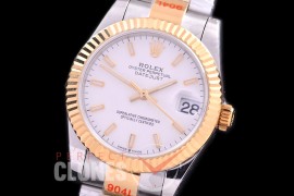 R31DJT-151 GMF 904 Steel Datejust Midsize 278383 SS/YG Fluted/Oyster White Sticks Asian Clone 2824