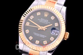R31DJT-166 GMF 904 Steel Datejust Midsize 278383 SS/YG Fluted/Oyster Green Diamonds Asian Clone 2824