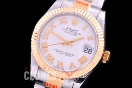 R31DJT-171 GMF 904 Steel Datejust Midsize 278383 SS/YG Fluted/Oyster White Roman Asian Clone 2824