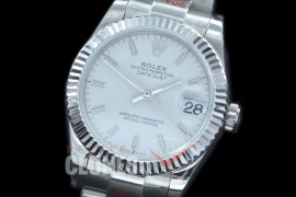 R31DJS-151 GMF 904 Steel Datejust Midsize 278274 SS/SS Fluted/Oyster White Sticks Asian Clone 2824