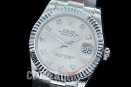 R31DJS-160 GMF 904 Steel Datejust Midsize 278274 SS/SS Fluted/Oyster Silver Diamonds Asian Clone 2824