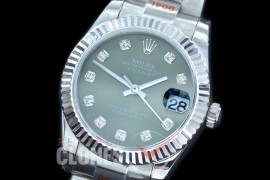 R31DJS-166 GMF 904 Steel Datejust Midsize 278274 SS/SS Fluted/Oyster Olive Diamonds Asian Clone 2824