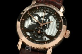VC00209 Malte Retrogating Day/Date RG/LE Brown Asian 2813