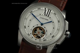 CARCC10006 Calibre de Cartier Tourbillon SS/LE White Asian 2813