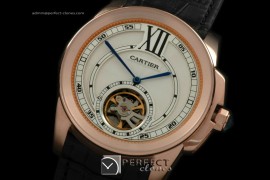 CARCC10016 Calibre de Cartier Tourbillon RG/LE White Asian 2813