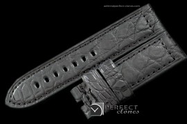 PNA01024 24/24 Black American Croc Straight Cut Leather Strap