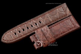 PNA01023 24/24 Brown American Croc Straight Cut Leather Strap