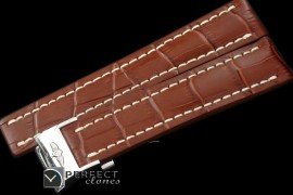 BLA00101 Leather strap Brown W/Deployant - For 42 - 45mm watche