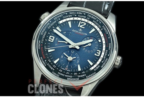 0 JLP-082 ZF Polaris Geographic World Time Reserve Duo Time SS/LE Blue Asian Modified Movt 