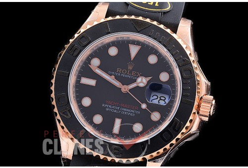 RYMENR00007W KF 18K Rose Gold Thick Wrapped 126655 Yachtmaster Everose Men RG/RU Black VR 3235 - Extra Weighted 