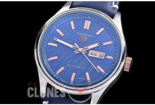 TGCA-YT-103L Carrera Year of the Tiger Automatic Day Date SS/LE Blue Sticks Asian 2813