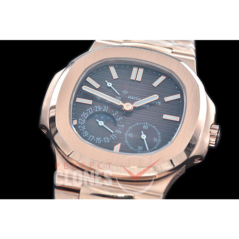 PP-5712-113S PF Nautilus 5712 Date/Moon Phase Power Reserve RG/RG Brown Asian Customized Calibre 320