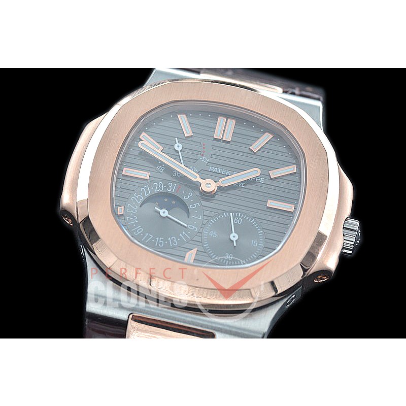 PP-5712-107 PF Nautilus 5712 Date/Moon Phase Power Reserve SS/RG/LE Grey Asian Customized Calibre 320