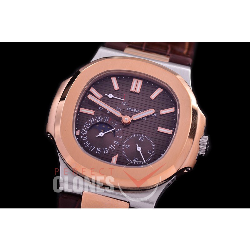 PP-5712-108 PF Nautilus 5712 Date/Moon Phase Power Reserve SS/RG/LE Brown Asian Customized Calibre 320