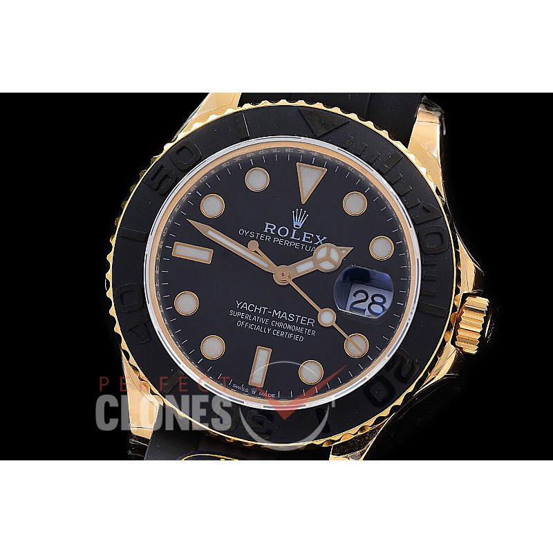 RYM-42-902W KF 18K Champagne Gold Thick Wrapped 904 Steel 226658 Yachtmaster Men YG/RU Black VR 3235 - Extra Weighted 