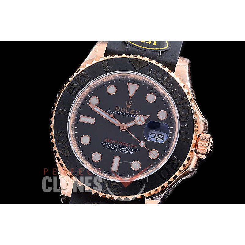 RYMENR00007W KF 18K Rose Gold Thick Wrapped 126655 Yachtmaster Everose Men RG/RU Black VR 3235 - Extra Weighted 